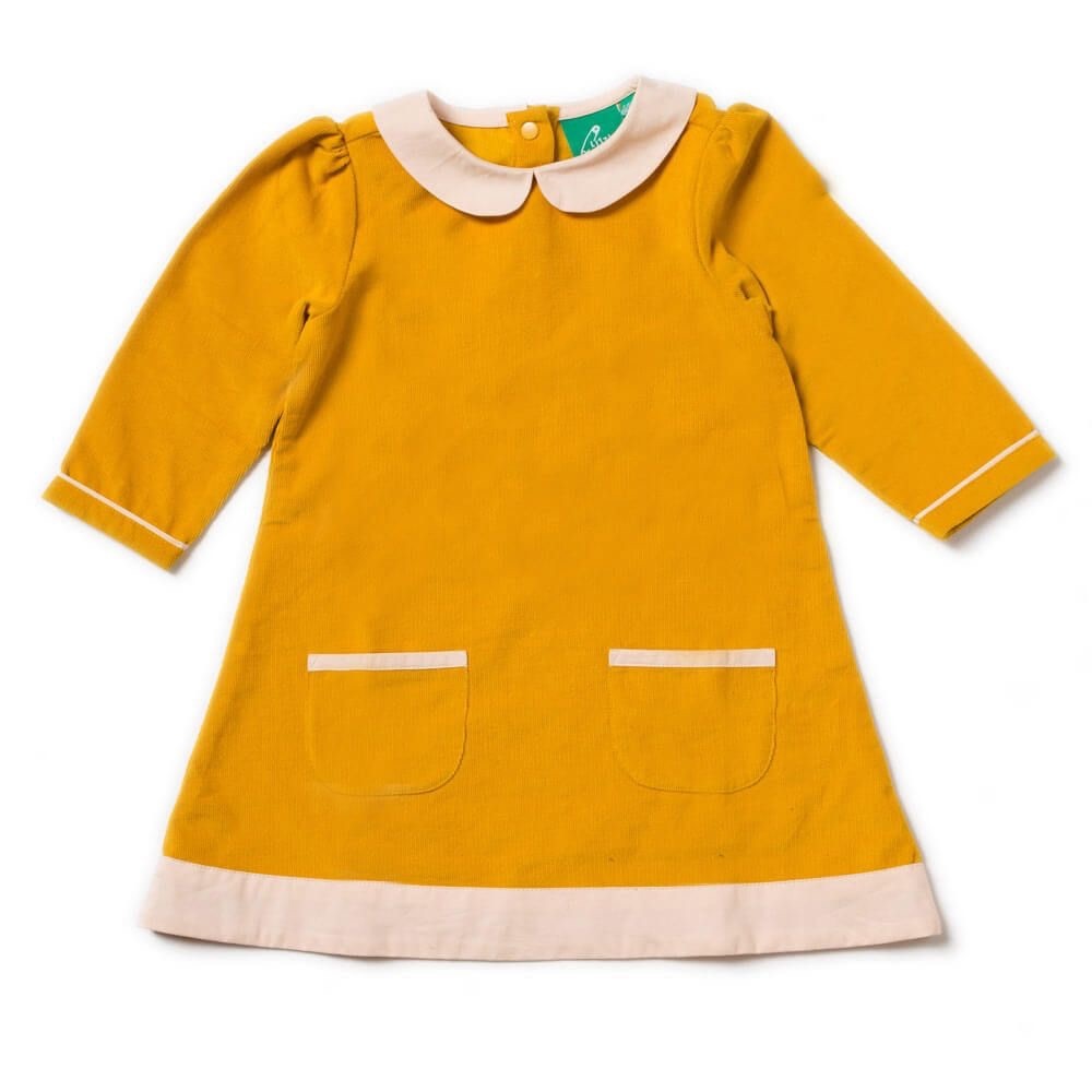 Little Green Radicals Gold Tunic Corduroy Peter Pan Collar Dress Size 18-24M